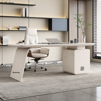 Bureau Minis MN-CPT3, style français, en marbre blanc crème, luxe léger, moderne, pour la maison ou le bureau, design simple et unique.