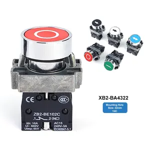 XB2-BA4322 1NC Red Flush Flat Spring Return Latching Self-Locking Resetting Momentary With Mark Latching Push Button Switch