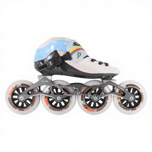 Chaussures de patinage de vitesse professionnelles en carbone intégral OEM, 3-4 roues, légères, pour la course, patins à roulettes en ligne, bottes imperméables - Product Image 1