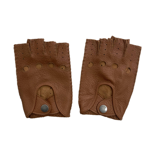 Gants sans doigts en cuir de daim marron pour <span class=keywords><strong>homme</strong></span>, parfaits pour la conduite, la <span class=keywords><strong>moto</strong></span>, les sports de plein air, compatibles avec les écrans tactiles - Product Image 1
