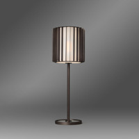 Lampe de table moderne avec cadre en bronze et abat-jour en métal à lattes, lampe de bureau LED pour salon, chambre à coucher, bureau à domicile