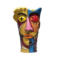 Abstrakte Kunst Farbenfrohe Gesichtsvase im Picasso-Stil Harz-Blumenvase für Wohnzimmer-Dekoration Tischdekoration