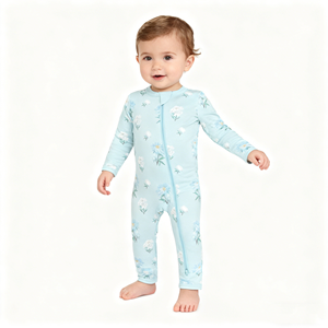 Baju Bayi Baru Lahir Custom Nyaman Lengan Panjang Resleting YKK Dua Arah Bahan Lyocell Bambu Romper Bayi - Product Image 2