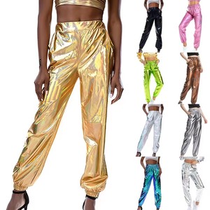 <span class=keywords><strong>Pantaloni</strong></span> da <span class=keywords><strong>donna</strong></span> stile stile stile stile colore olografico Casual a vita alta da <span class=keywords><strong>donna</strong></span> <span class=keywords><strong>pantaloni</strong></span> lisci riflettenti - Product Image 1