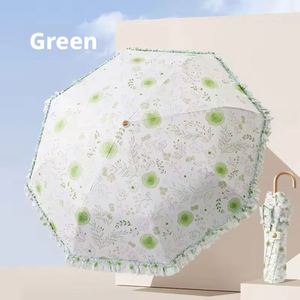 Sombrilla Clásica de Encaje para Boda para Mujer - 190T con Gancho Dorado, Protección UPF 50+, Plegable en Tres Partes, Portátil para Protección Solar y contra la Lluvia - Product Image 1