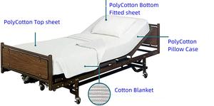 طقم أغطية سرير طبي للمستشفى مكون من 4 قطع، ملاءة سرير مطاطية وملاءة مسطحة وغطاء وسادة وبطانية، في حقيبة - Product Image 3