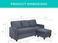 Sofá Seccional en Forma de L Tapizado en Lino Moderno, Otomana Reversible, Chaise Longue, Capacidad de 680 lb
