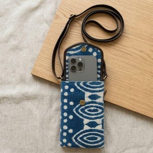 Hand Block Print Indigo Phone Sling Bag Wholesale Cotton Mobile Crossbody Pouch Handmade Travel Bag Export India - Product Image 4