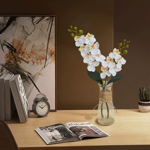 LE-225 Prix <span class=keywords><strong>d</strong></span>'usine, orchidée artificielle réaliste en forme <span class=keywords><strong>de</strong></span> Phalaenopsis dans un vase en verre avec <span class=keywords><strong>eau</strong></span> artificielle pour accessoires <span class=keywords><strong>de</strong></span> photographie - Product Image 5