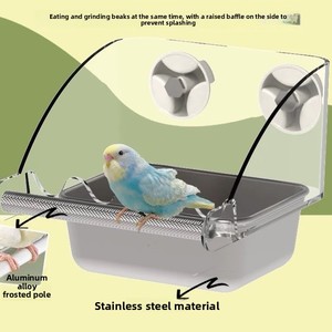 Comedero de Acrílico Antisalpicaduras e Impermeable para Loros, Dispensador Interno Colgante Antiderrames con Percha Esmerilada para Periquitos y Cacatúas - Product Image 2