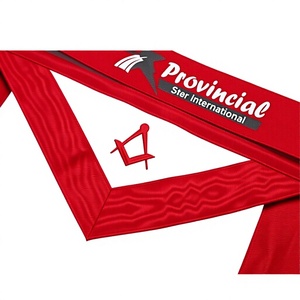 Delantal Masónico Provincial Star International Bordado a Máquina, Hecho a Mano, de Terciopelo Rojo y Blanco, Bordado en Lana, Personalizado M.B. - Product Image 2