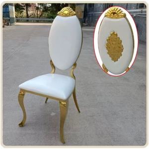 Sillas DE BODA doradas con diseño trasero O redondo de lujo, alquiler de fiesta de recepción de banquete de acero inoxidable moderno para hoteles - Product Image 3
