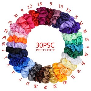 Lot de chouchous en satin couleur unie, élastiques doux pour cheveux, bandeaux pour femmes et filles, accessoire de mode pour usage quotidien - Product Image 6