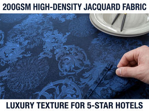 Premium Burgundy 90x156 Inch Floral Jacquard Woven Polyester <b>Tablecloth</b> Wrinkle Free Waterproof Customizable for Large Banquet - Product Image 5