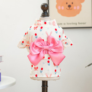 Vêtements pour chiens et chats de petite et moyenne taille, robe de luxe à fleurs avec nœud papillon, printemps-été - Product Image 1
