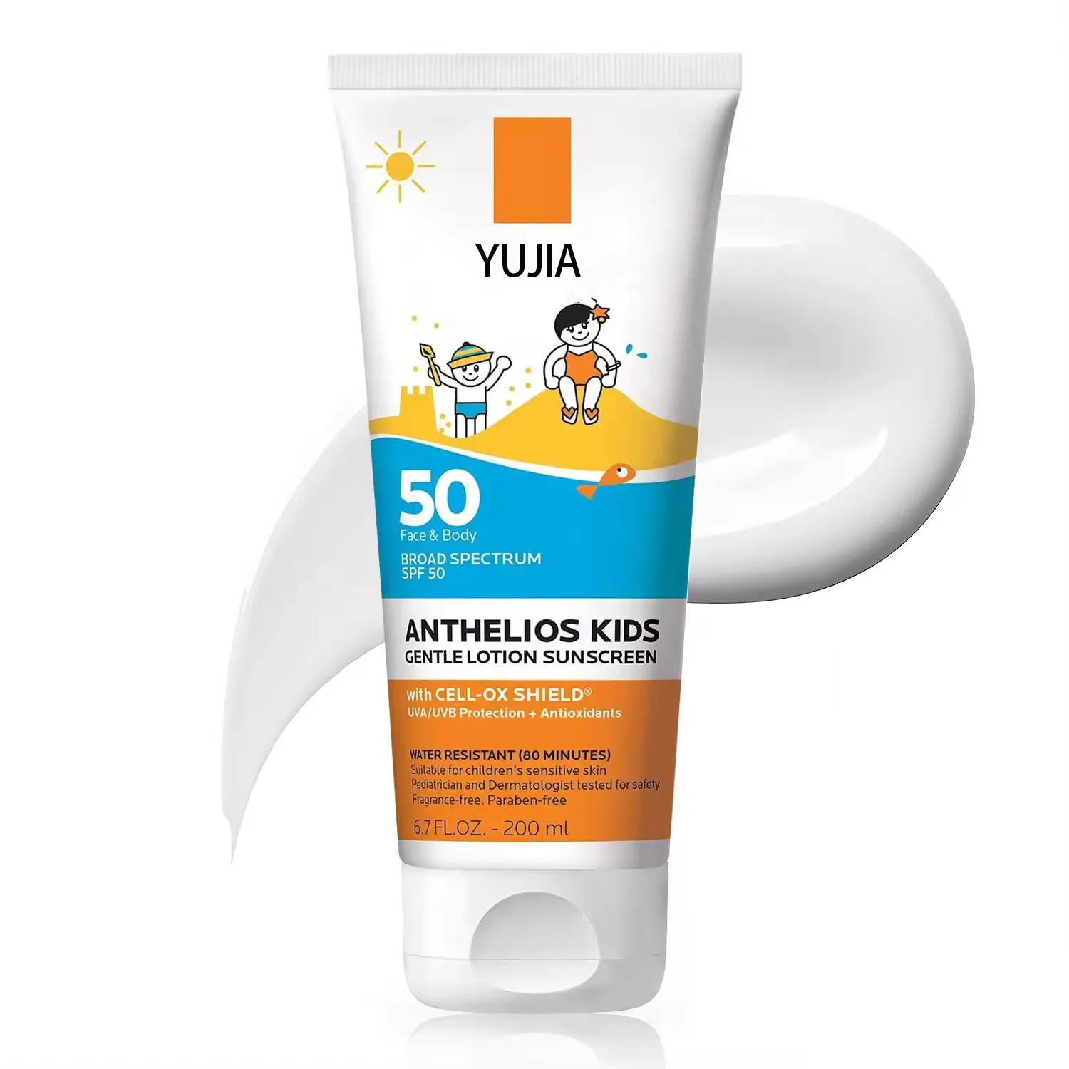 ナチュラルミネラル子供用日焼け止めSPF50 UVAUVBジェントルサンクリーム幼児用顔と体に敏感な肌ティーンエイジャーキッド日焼け止め