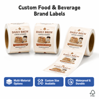 Étiquettes alimentaires personnalisées holographiques imperméables pour pots de collations, bouteilles de jus, bouteilles de café, tubes de miel