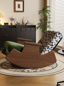 Sillón Mecedora Telescópico de Madera Maciza para Sala de Estar o Dormitorio, Silla Mecedora con Respaldo L92 - Product Image 4