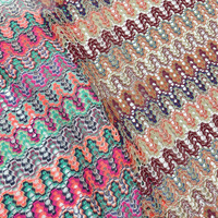 Top vente fil teint Jacquard tricot tissu évider Crochet tissu multicolore tissu pour les femmes robe d'été