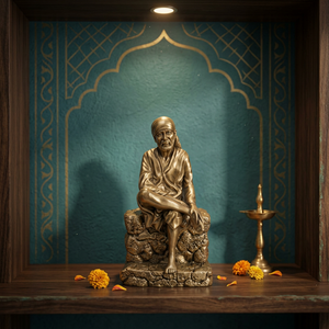 Handmade Traditional Brass Sai Baba <b>Statue</b> | Shirdi Sai Baba Idol for Home Temple Meditation Diwali & Spiritual Decor - Product Image 3