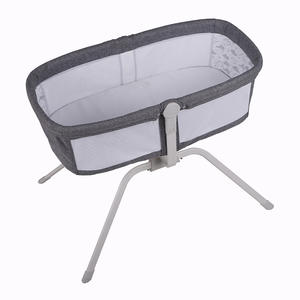 Lit bébé à bascule pliable avec housse en tissu de lin respirant à mailles amovibles et fermeture éclair, équipé d'un mécanisme de verrouillage, vente chaude - Product Image 5