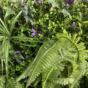 1m x 1m Anthurium Andraeanum Linden felci UV protette PE artificiale verde edera pannello della pianta parete - Product Image 3