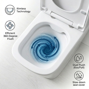 Inodoro Moderno <span class=keywords><strong>de</strong></span> Lujo Blanco, <span class=keywords><strong>de</strong></span> Cerámica, sin Borde, Montado en el Suelo, para Proyectos Hoteleros, <span class=keywords><strong>de</strong></span> Porcelana Vítrea - Product Image 2
