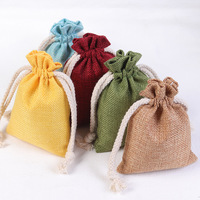 Sac cadeau en lin écologique avec cordon, pochette en jute, Logo personnalisé imprimé, pièces