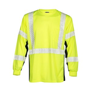 Maglietta di Sicurezza ad Alta Visibilità ANSI Classe 3 a Maniche Lunghe, T-Shirt da Lavoro per Edilizia, <span class=keywords><strong>Magliette</strong></span> Riflettenti di Sicurezza all'Ingrosso - Product Image 2
