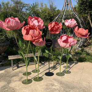 Заводские Свадебные украшения ручной работы + гигантский + ткань + цветок элегантный коралловый цвет гигантский цветок пиона - Product Image 2