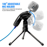 Microfono a Condensatore Professionale Omnidirezionale con Supporto Treppiede - Cablato 3.5MM per Uso Desktop Leggero Portatile in Metallo