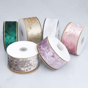 Kerstversiering van polyester fluweel met gouden rand, ijzerdraad, vlinder strik lint, grensoverschrijdende aanbieding - Product Image 6