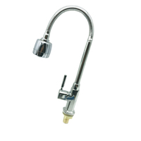 Robinet de cuisine professionnel en alliage de zinc, monotrou, eau froide, finition chromée, col de cygne orientable, à poser sur comptoir pour restaurant