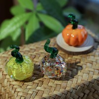 Figurines de citrouille en verre miniatures faites à la main, décoration de table pour la récolte d'automne, ornement de bureau, cadeau de fête, vente en gros