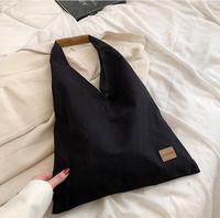 Bolso de hombro portátil de lona de puntada de gran capacidad para estudiantes personalizado chaleco reutilizable informal perezoso compras comestibles B