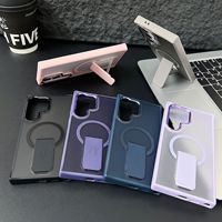 Cacher Kick stand Glaçage Peau Tactile Téléphone étui pour samsung Galaxy S24 Plus S23 Ultra Sans Fil tpu Charge Magnétique Mat Couverture