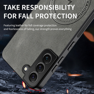 Nouvelle coque de téléphone magnétique en cuir mat givré pour Samsung Galaxy <span class=keywords><strong>S21</strong></span> S22 S23 FE S24 Plus S25 Edge, pare-chocs antichoc, coque souple - Product Image 3