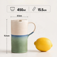 Mug en céramique à glaçure réactive dégradée avec trou pour paille, tasse à café et à thé double usage pour la maison et le bureau