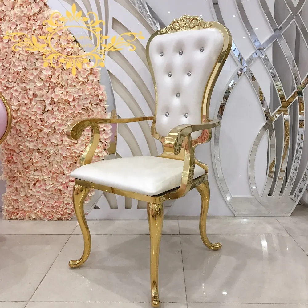 Стул King Arm для свадебных торжеств с бриллиантами на спине Корона Королевский стул стулья из нержавеющей стали