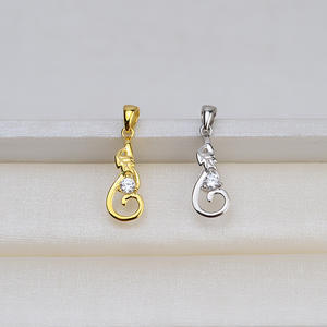 Collier en argent S925 fait main avec pendentif en forme de feuille baroque et perle, 1413, nouveau, composants de bijoux vides à faire soi-même pour femmes - Product Image 2