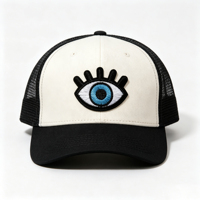 Topi Trucker Kasual Fashion Jalanan Bordir 3D Custom Logo Patch 6 Panel Pinggiran Melengkung Bagian Belakang Jaring Kain Depan Dua Warna Grosir