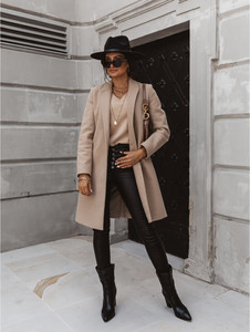<span class=keywords><strong>Cappotto</strong></span> di media lunghezza da donna autunno inverno 2025 autunno inverno <span class=keywords><strong>senza</strong></span> colletto lungo minimalista lavoro invernale - Product Image 2