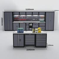 Poste de travail d'atelier en acier laminé à froid sur mesure avec îlot mobile et armoire de rangement pour outils