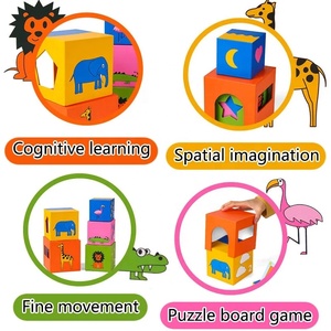 Giáo Dục phù hợp với xếp chồng khối lập phương không gian nhận thức logic tư duy đồ chơi câu đố vật liệu giấy trò chơi xếp chồng lên nhau sở thú cho trẻ mới biết đi - Product Image 5