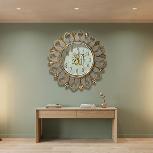 Sunburst Metal Wall <b>Clock</b> Quartz Analog Antique Style Hanging Corridor Decor - Product Image 3