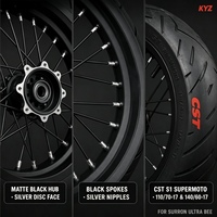 Ensemble de roues Supermoto KYZ Ultra Bee 17 pouces en alliage d'aluminium anodisé, pneu avant 110/70R17, pneu arrière 140/60R17, neuf, haute performance