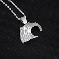 Colgante de Plata de Ley 925 con Moissanita, Estilo Hip Hop, Forma de Olas, Color D, Diamante VVS, Colgante Cubano