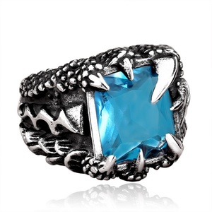 Vintage Dragon Claw Round <b>Ring</b> Stainless Steel Cz Zircon Hoop <b>Rings</b> Men - Product Image 4