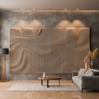 Panneaux décoratifs en bois 3D paramétriques personnalisés en gros pour murs ondulés de télévision – Fournitures de projets pour intérieurs commerciaux
