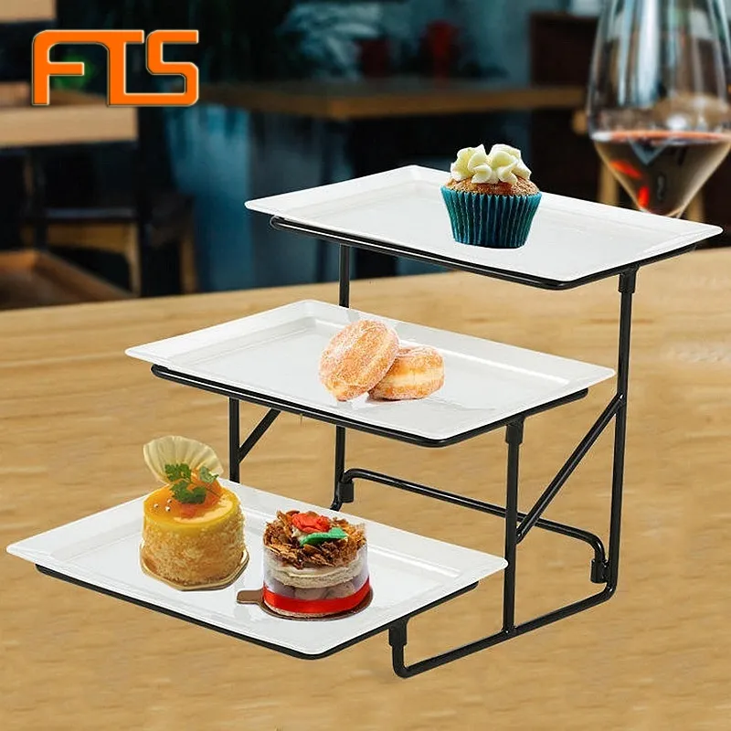 Thực Phẩm-Hiển Thị-Risers Nước Giải Khát & Hiển Thị Cube Bánh Giá Cửa Hàng 1/2/3 Tier Pan Kim Loại Thực Phẩm Hiển Thị Đứng